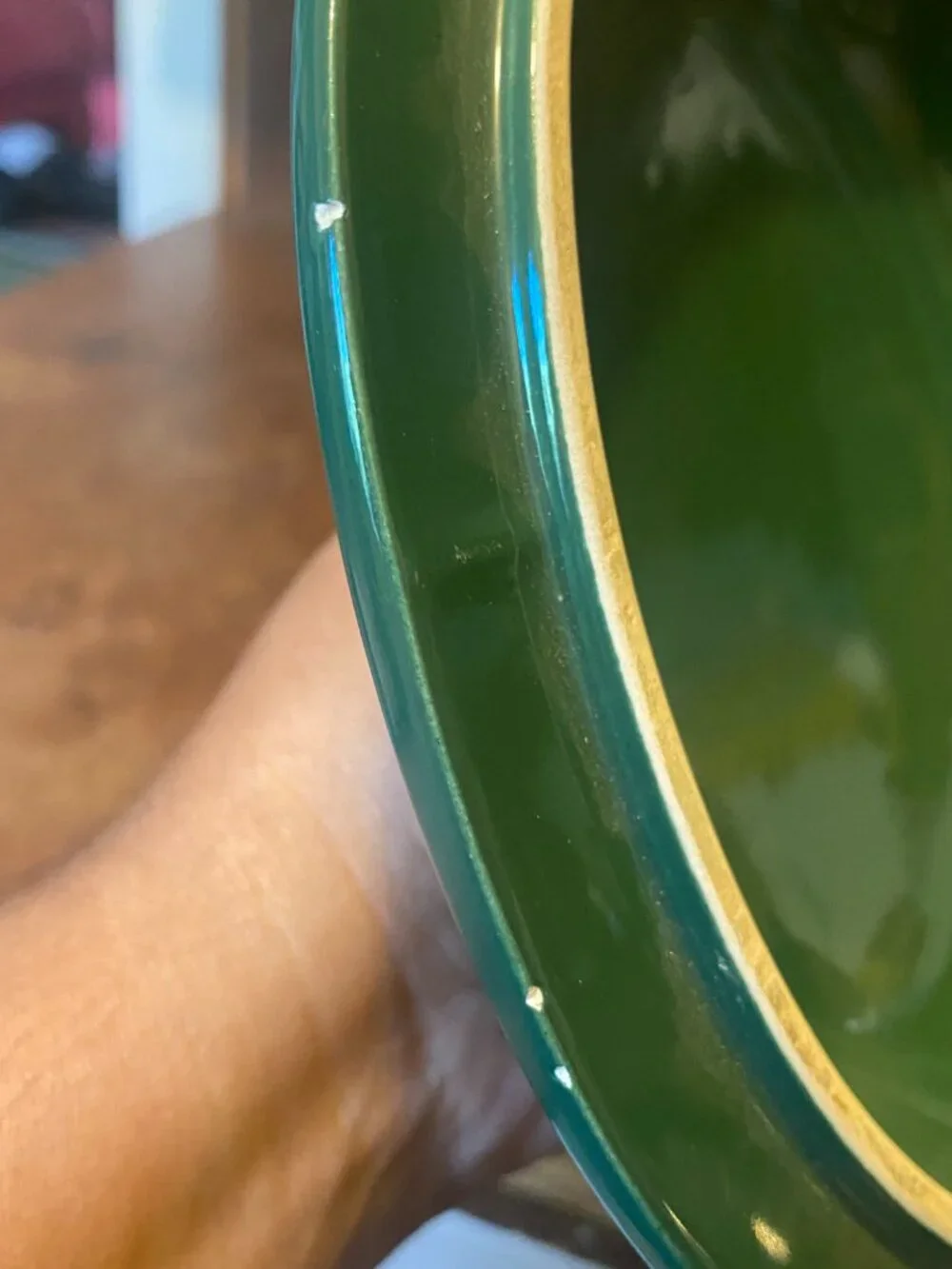 1990s Emile Henry Forest Green Round Ceramic Casserole Dutch Oven Vintage